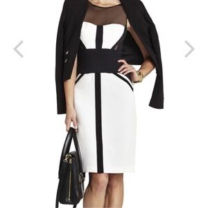 BCBGMAXAZRIA Reina Sleeveless Combo Bodycon Dress in Black Combo